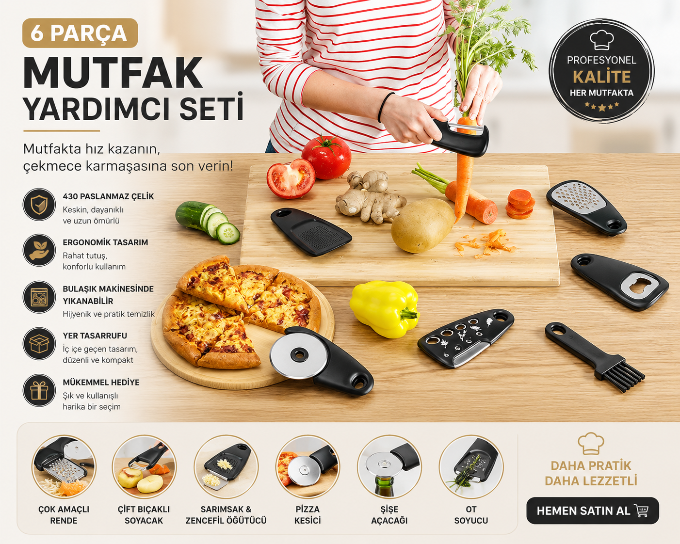 Premium 6'sı 1 Arada Mutfak Seti
