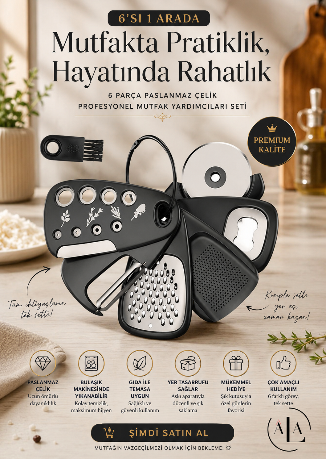 Premium 6'sı 1 Arada Mutfak Seti